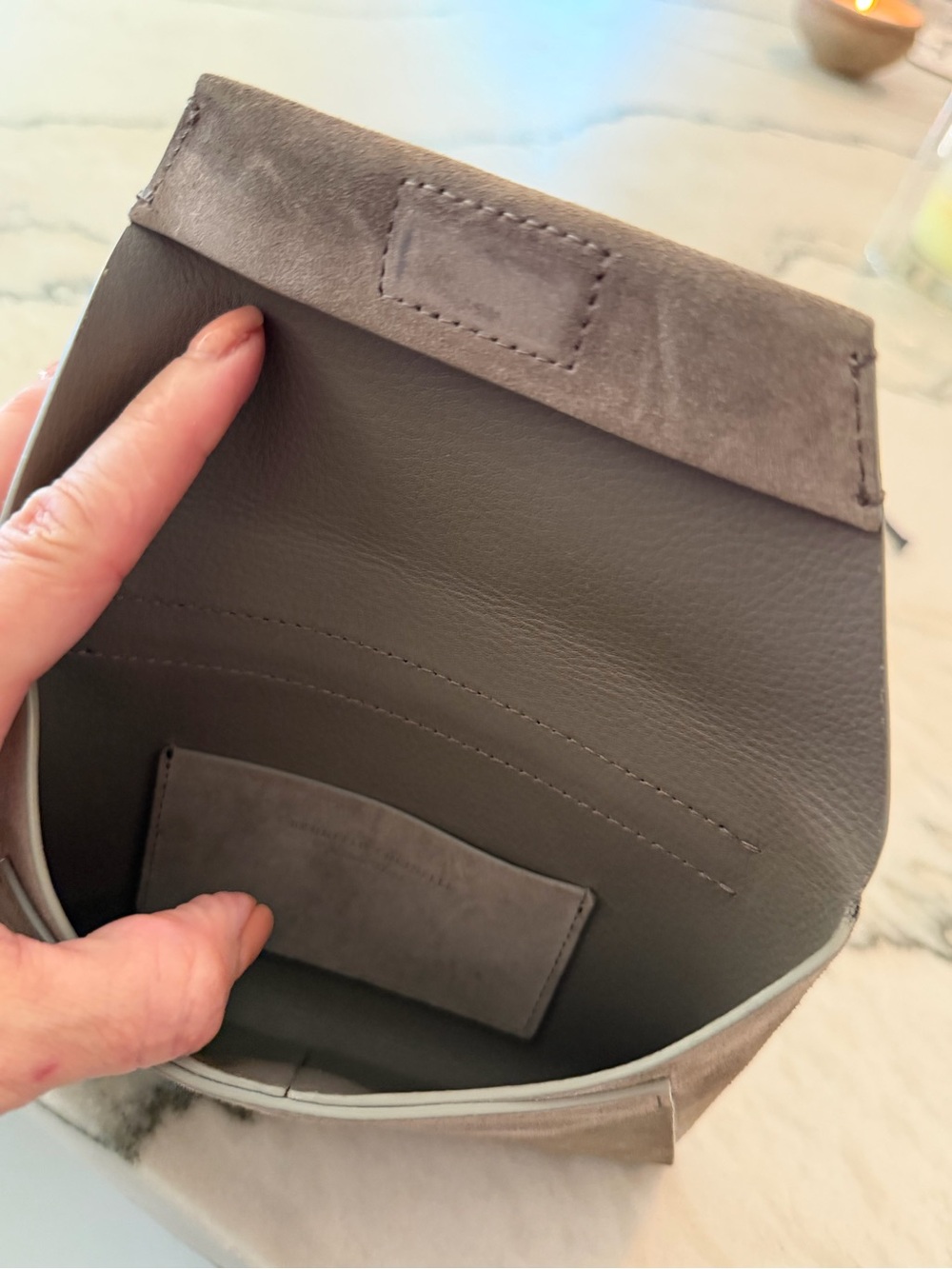 Brunello Cucinelli Gray Suede and Leather Tote - Picture 5 of 5